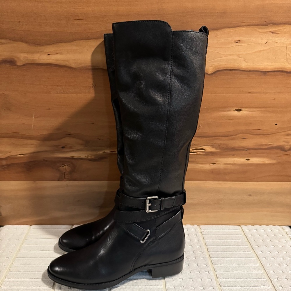 SAM EDELMAN Pansy Black Leather Knee Boots. Size 6.5. NWT